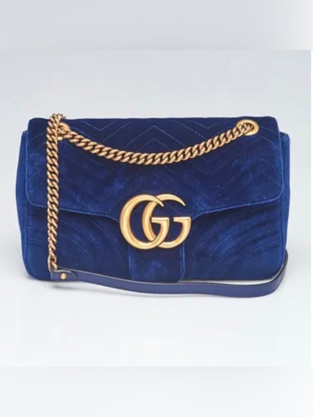 Gucci Royal Blue Velvet Marmont Shoulder Bag